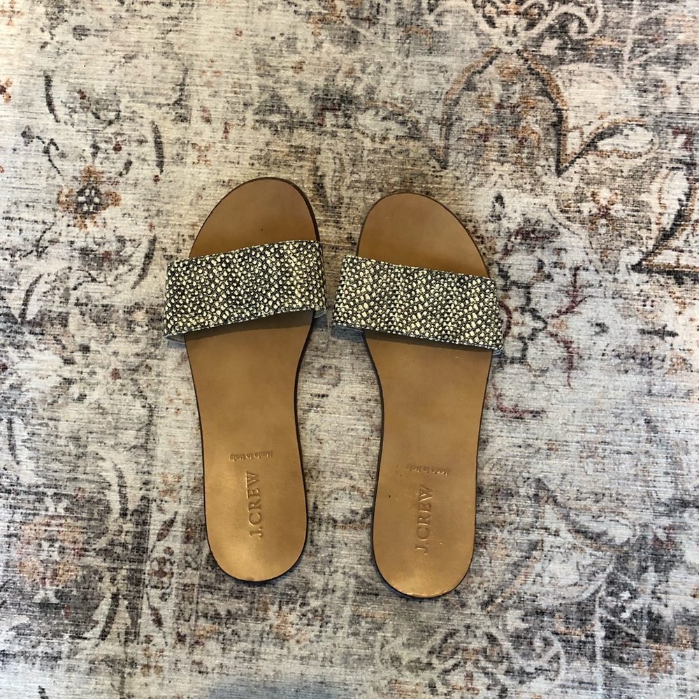 J Crew Snakeskin Leather Slides